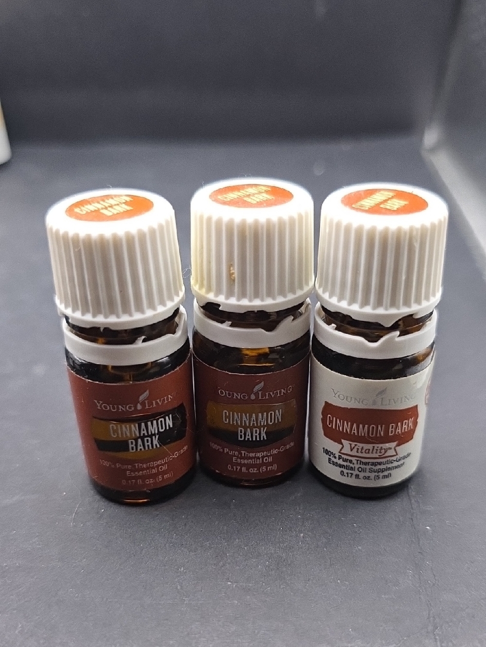 Young Living Cinnamon Bark Essential Oil Trio - Open Bottles